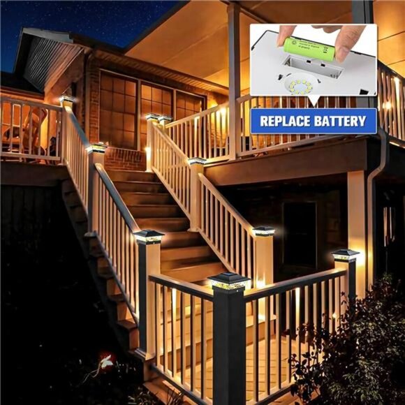 Solar Post Cap Lights Outdoor 4x4/6x6 Wooden/Vinyl Fence Post Lights Solar Deck - Picture 5 of 7